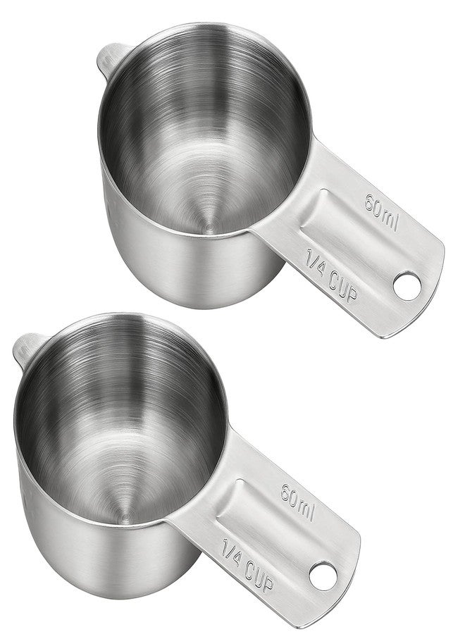 Bruislard 2PCS 1/4Cup Measuring Cup Scoop(60ml, 2oz) Stainless Steel Coffee Measuring Scoops for Flour Rice Dog Food Wet and Dry Ingredients, Dishwasher Safe - Image 1