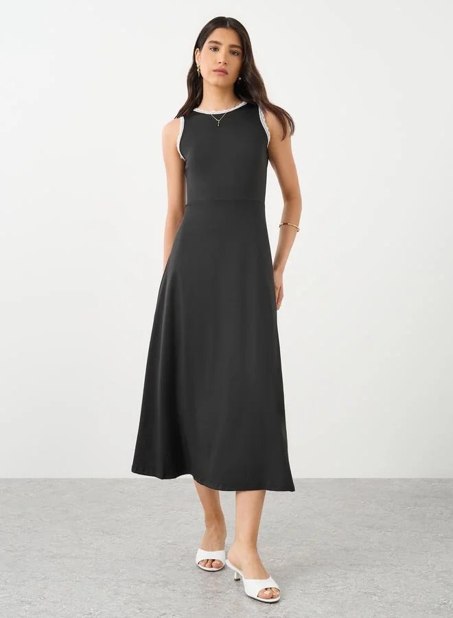 Take Two Take Two Lace Detail Sleeveless Midi Dress