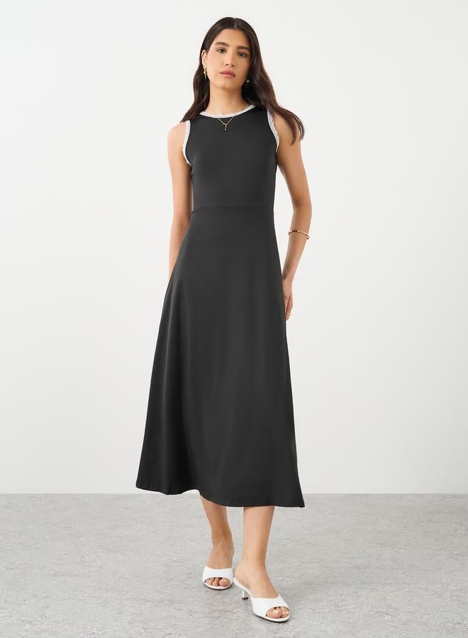 تايك تو فستان ميدي بدون أكمام بتفاصيل دانتيل من تيك تو - Image 2