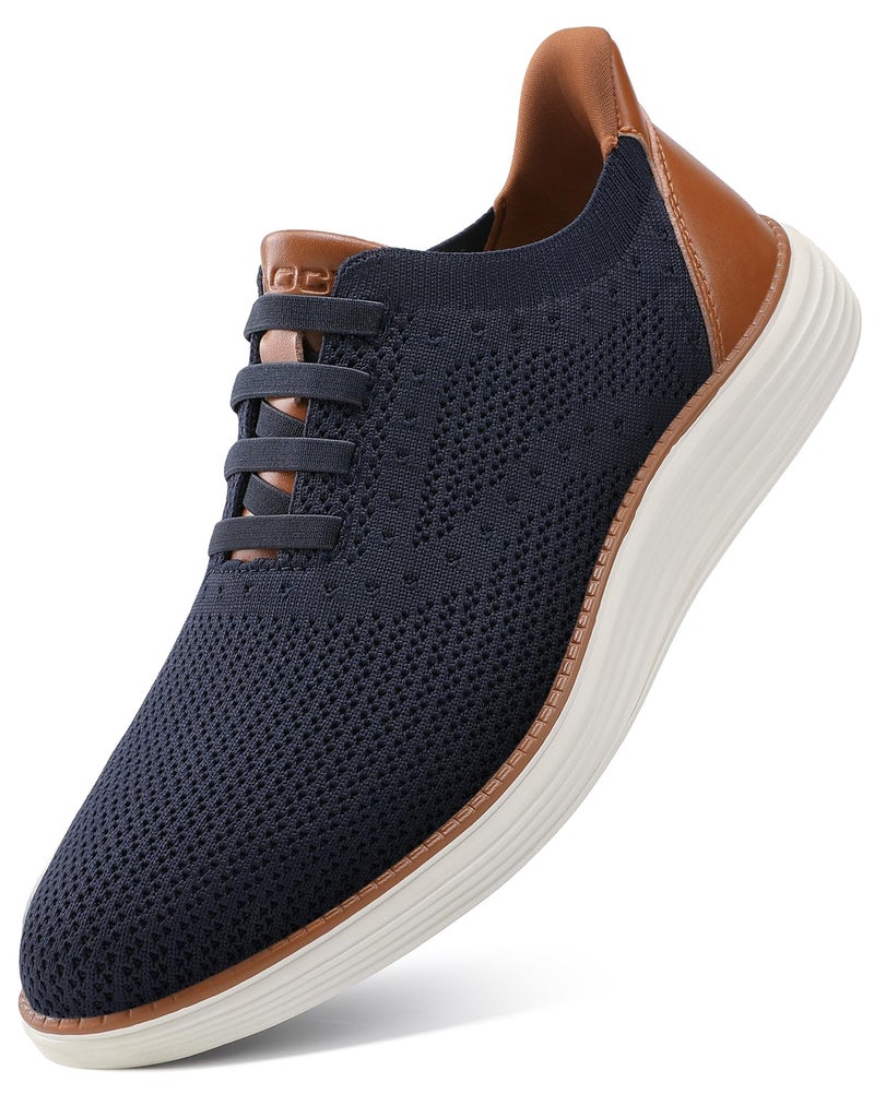 VILOCY Mens Casual Dress Tennis Shoes Slip on Walking Shoes Fashion Sneakers Hands Free Breeze Business Oxfords Mesh Comfortable Lightweight Breathable Navy,EU44 - Image 1