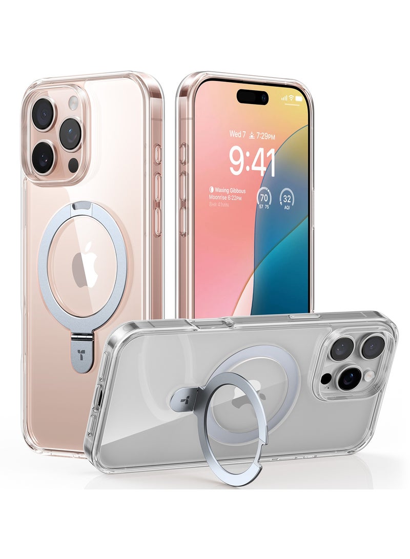حافظة مغناطيسية فائقة لجهاز iPhone 16 Pro مع حامل مدمج متوافقة مع MagSafe، مختبرة ضد السقوط بمعيار عسكري، حماية، نحيفة شفافة، حافظة لجهاز iPhone 16 Pro 6.3" 2024، سلسلة Ostand، شفافة - Image 2