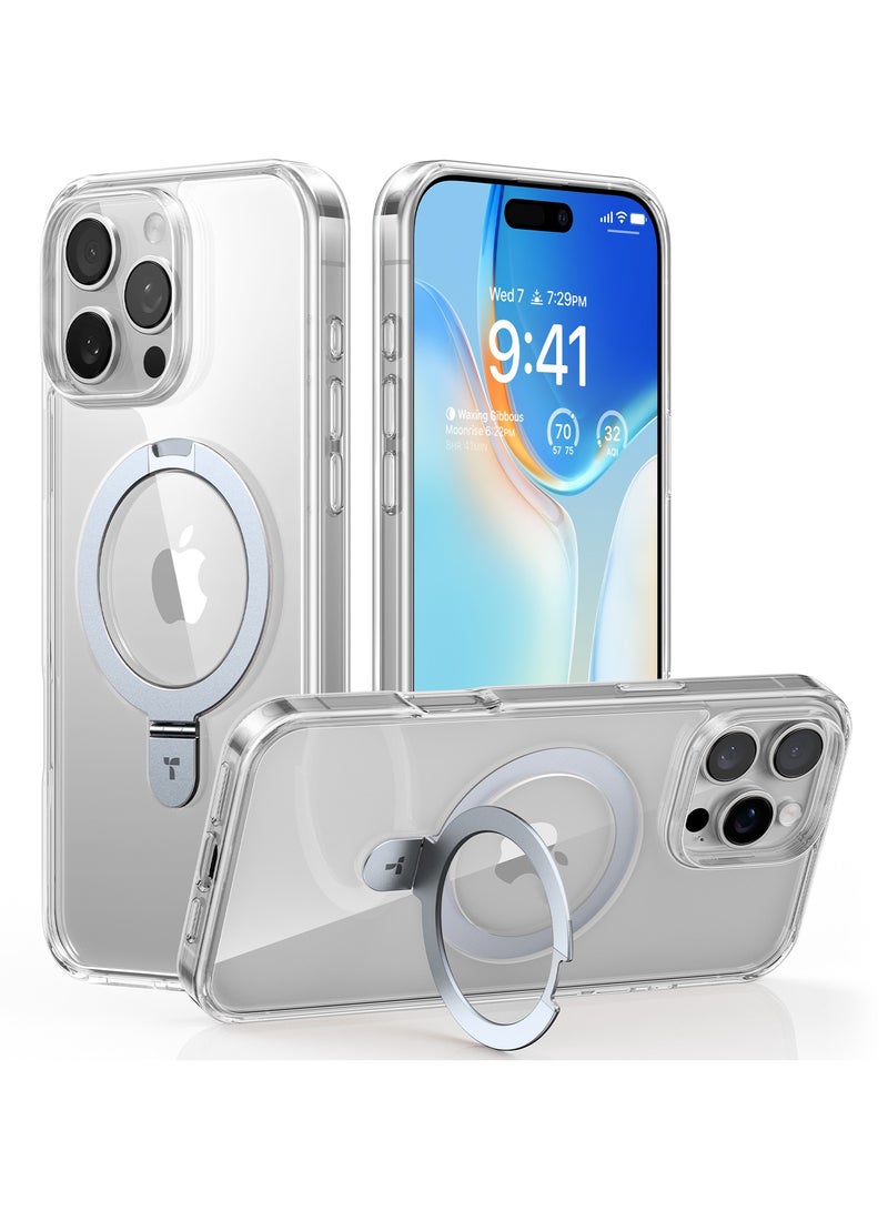 حافظة مغناطيسية فائقة لجهاز iPhone 16 Pro مع حامل مدمج متوافقة مع MagSafe، مختبرة ضد السقوط بمعيار عسكري، حماية، نحيفة شفافة، حافظة لجهاز iPhone 16 Pro 6.3" 2024، سلسلة Ostand، شفافة - Image 4