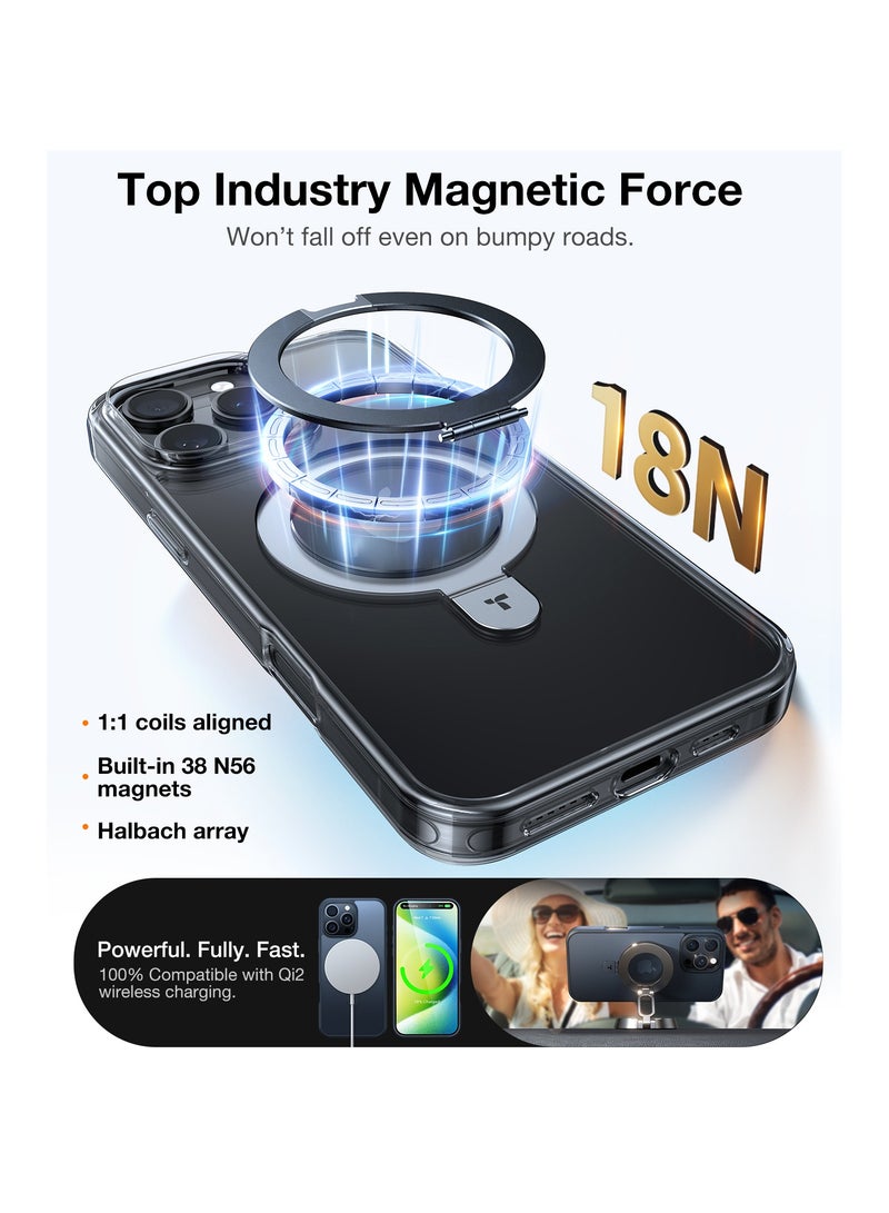 حافظة مغناطيسية فائقة لجهاز iPhone 16 Pro مع حامل مدمج متوافقة مع MagSafe، مختبرة ضد السقوط بمعيار عسكري، حماية، نحيفة شفافة، حافظة لجهاز iPhone 16 Pro 6.3" 2024، سلسلة Ostand، شفافة - Image 5