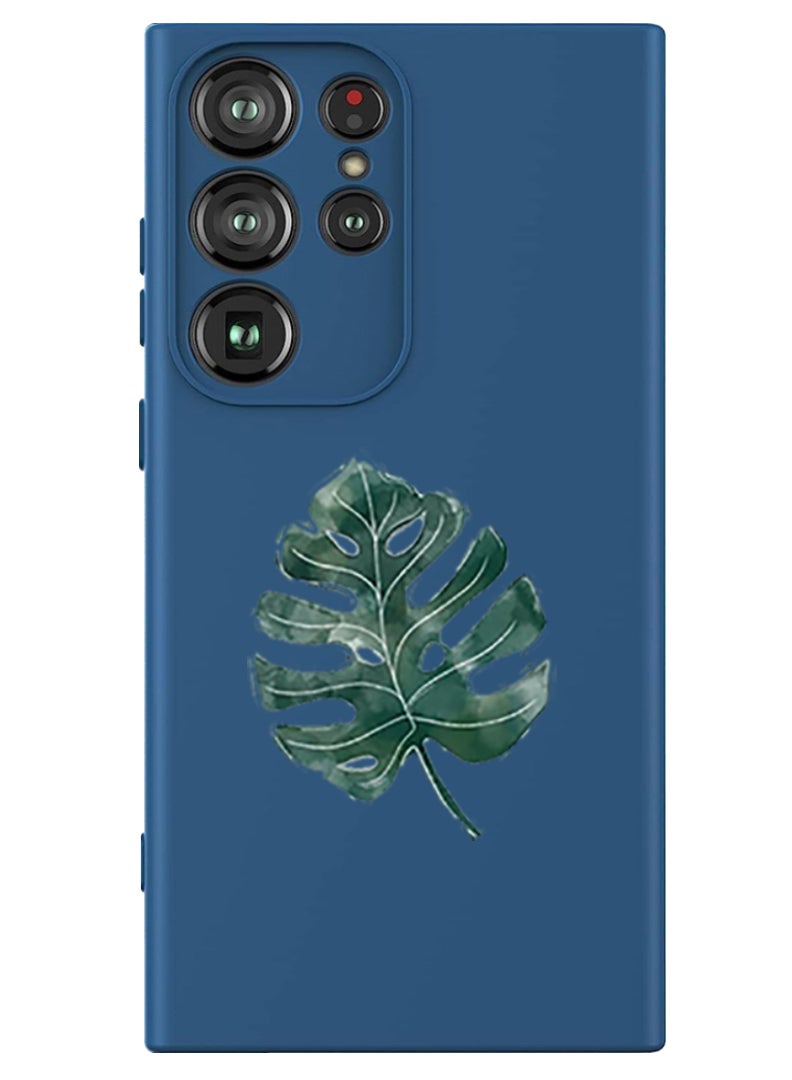 Theodor Protective Slim Fit Case Liquid Silicone Cover with Full Body Protection Anti-Scratch Shockproof Case For Samsung Galaxy S24 Ultra (Blue) - Monstera Leave - Image 1