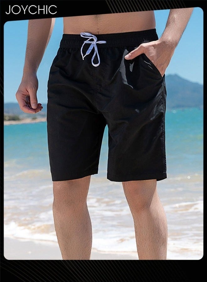 Joychic Men Summer Swim Trunks Drawstring Elastic Waist Board Shorts Lightweight Breathable Casual Running Athletic Shorts with Pockets - Image 1