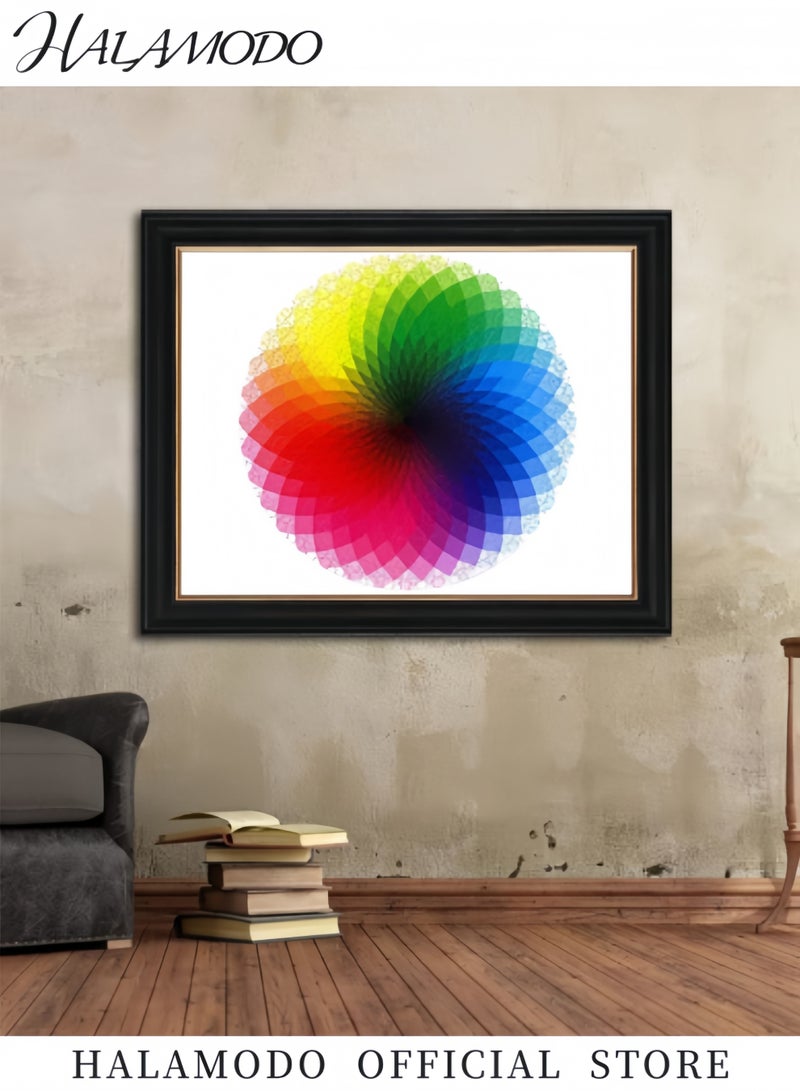 HALAMODO 1000 PCS Round Jigsaw Puzzles Gradient Color Rainbow Large Round Jigsaw Puzzle Rainbow Palette Intellectual Game for Adults and Kids  - Image 2