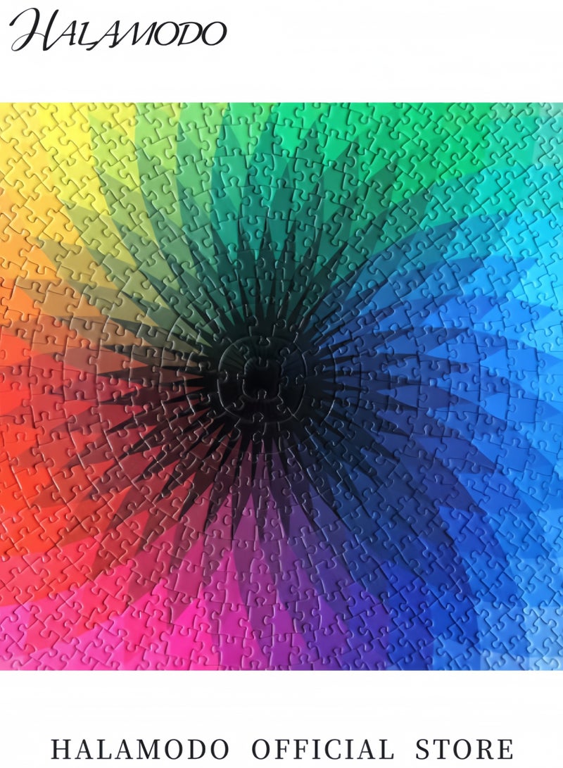 HALAMODO 1000 PCS Round Jigsaw Puzzles Gradient Color Rainbow Large Round Jigsaw Puzzle Rainbow Palette Intellectual Game for Adults and Kids  - Image 5