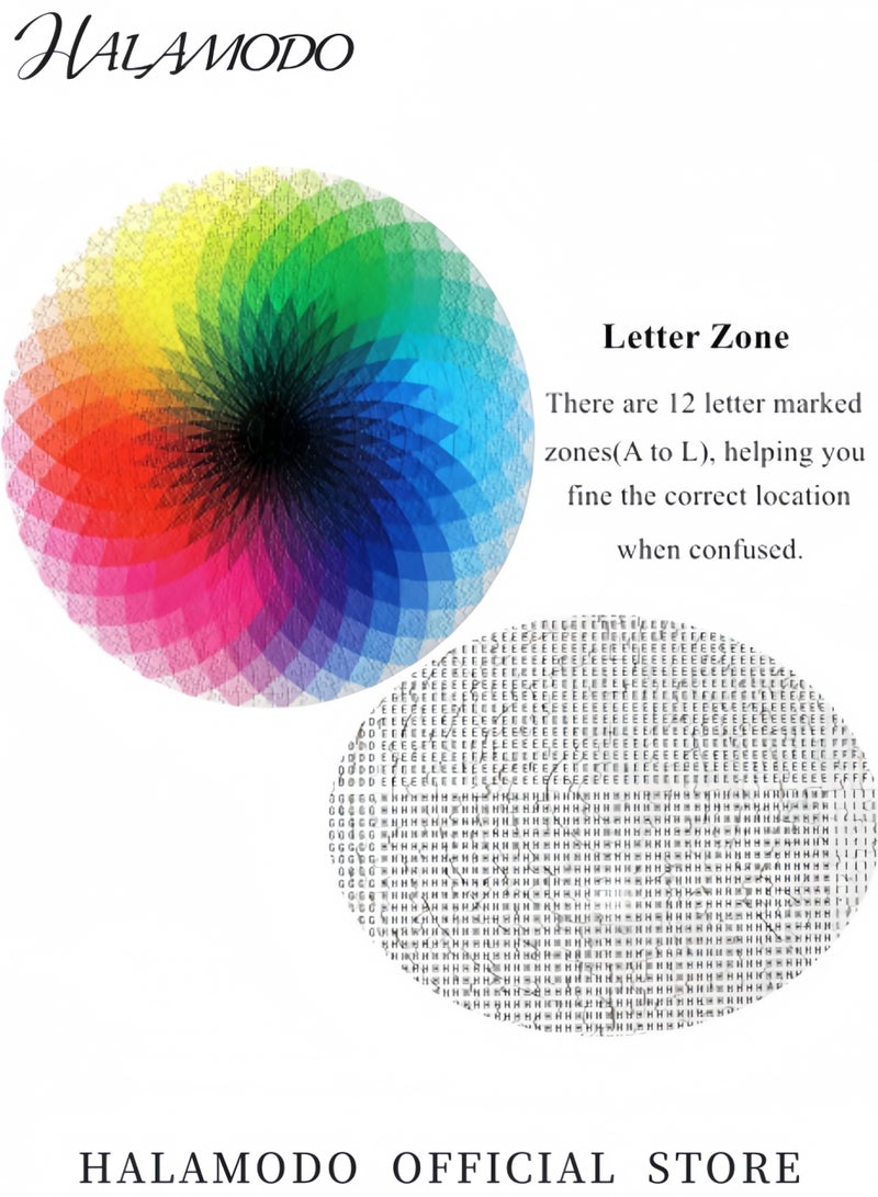 HALAMODO 1000 PCS Round Jigsaw Puzzles Gradient Color Rainbow Large Round Jigsaw Puzzle Rainbow Palette Intellectual Game for Adults and Kids  - Image 4