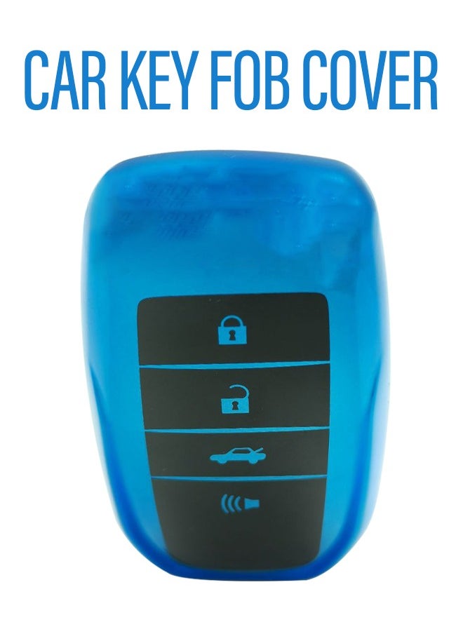 Toyota Land Cruiser 2023 4 Button Remote Key Fob Case TPU Car Key Case 1 Pcs Car Key Fob Cover Blue