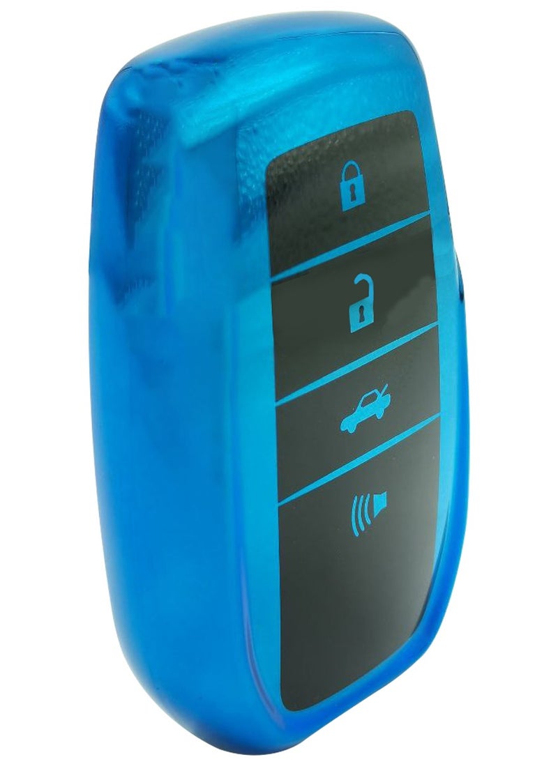 Toyota Land Cruiser 2023 4 Button Remote Key Fob Case TPU Car Key Case 1 Pcs Car Key Fob Cover Blue
