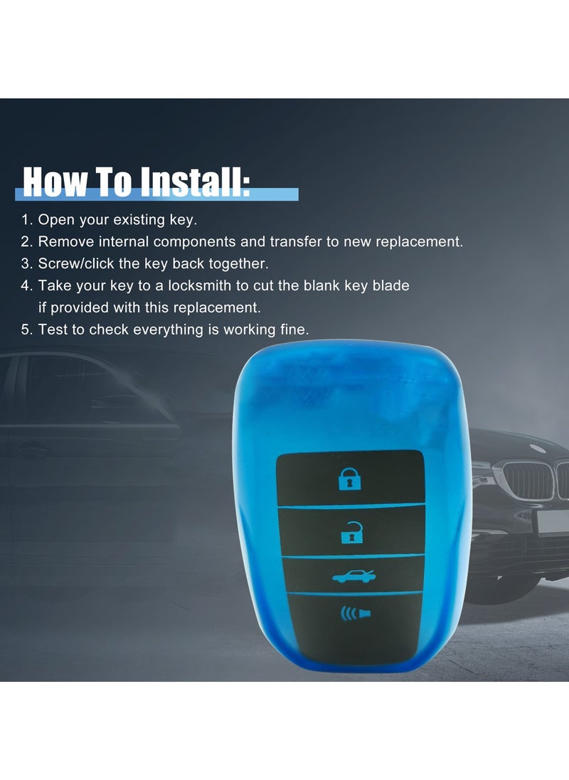 Toyota Land Cruiser 2023 4 Button Remote Key Fob Case TPU Car Key Case 1 Pcs Car Key Fob Cover Blue