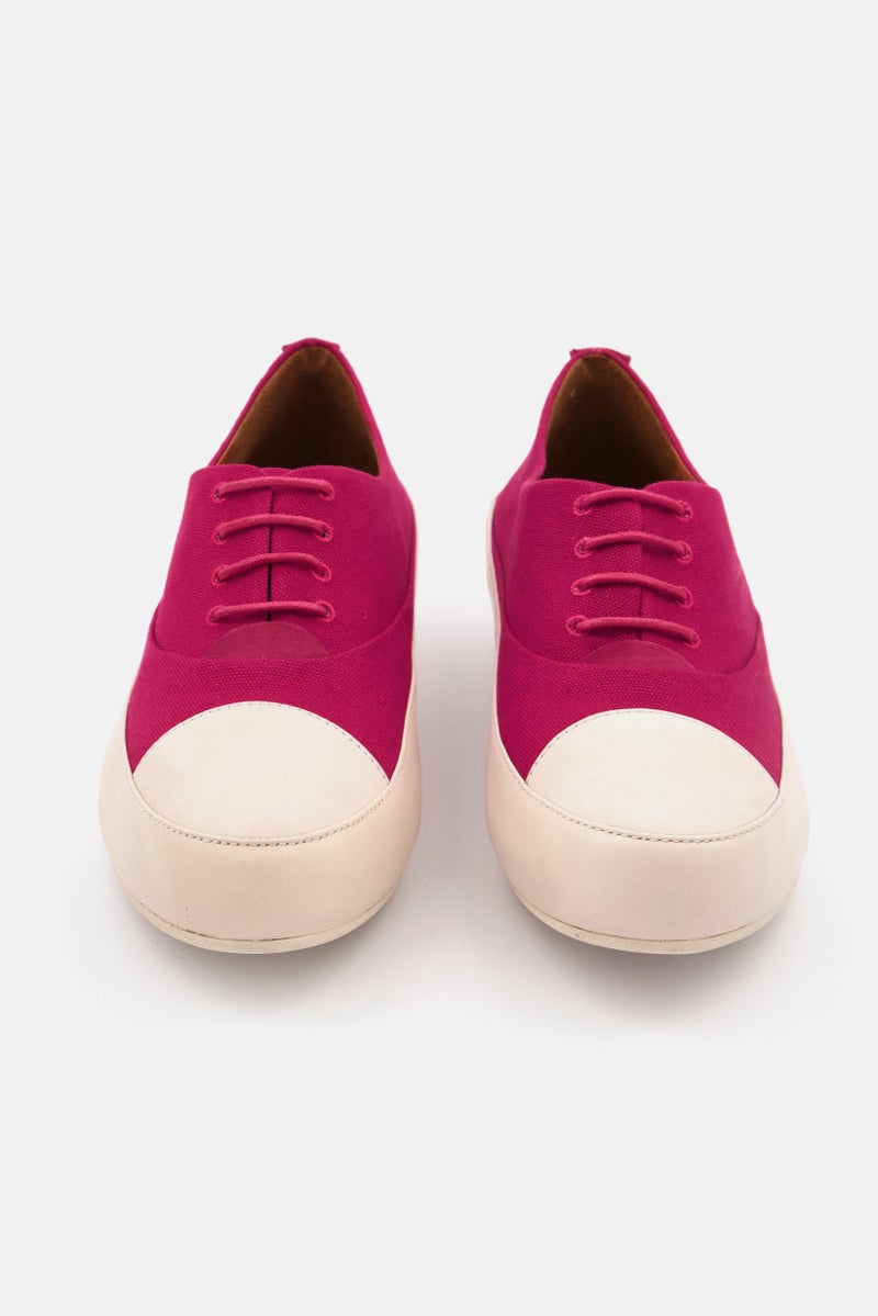 FitFlop Women Due Oxford Canvas Lace Up Closure Casual Shoes, Pink - Image 3