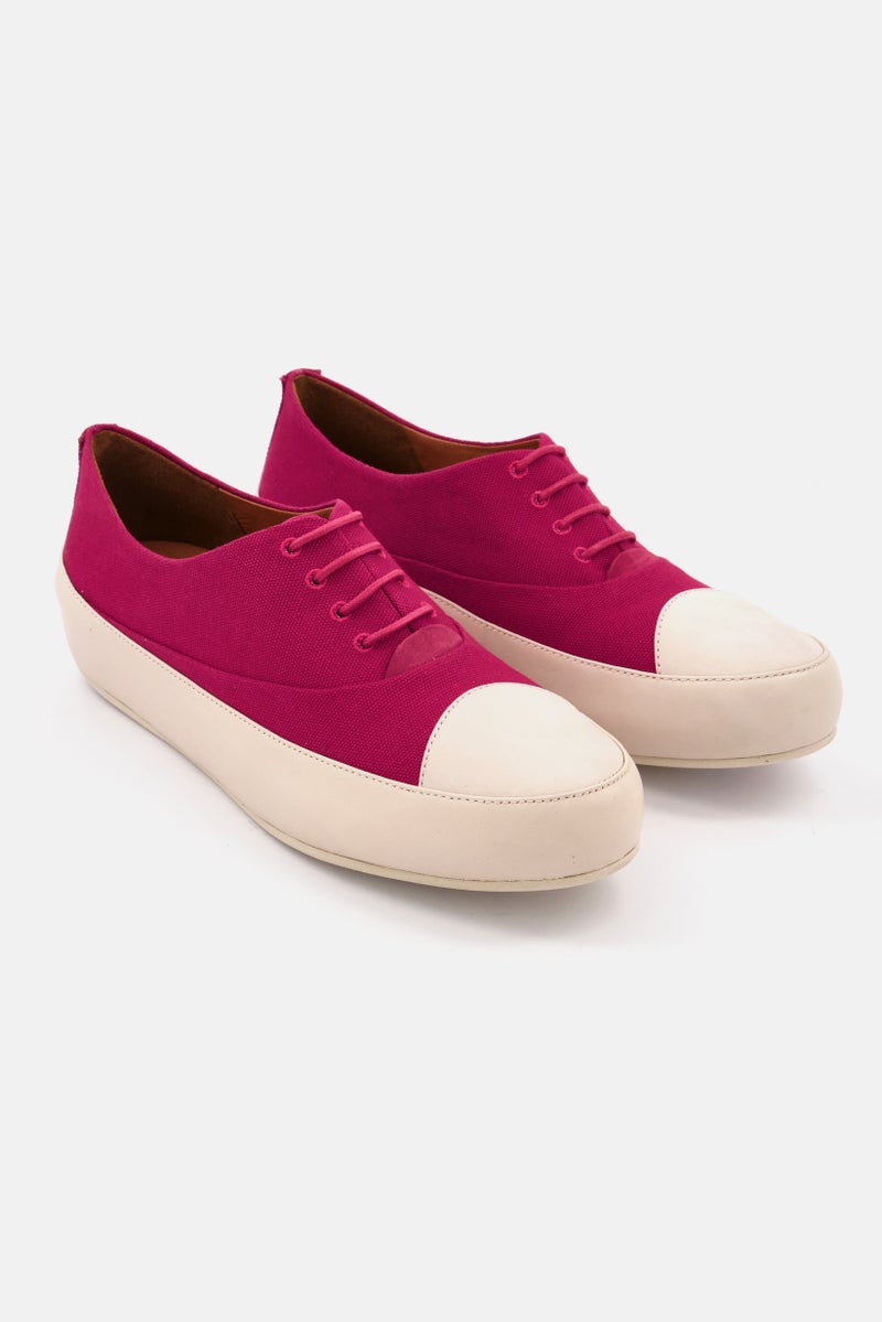 FitFlop Women Due Oxford Canvas Lace Up Closure Casual Shoes, Pink - Image 1
