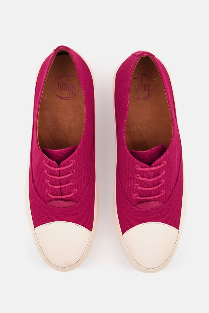 FitFlop Women Due Oxford Canvas Lace Up Closure Casual Shoes, Pink - Image 4