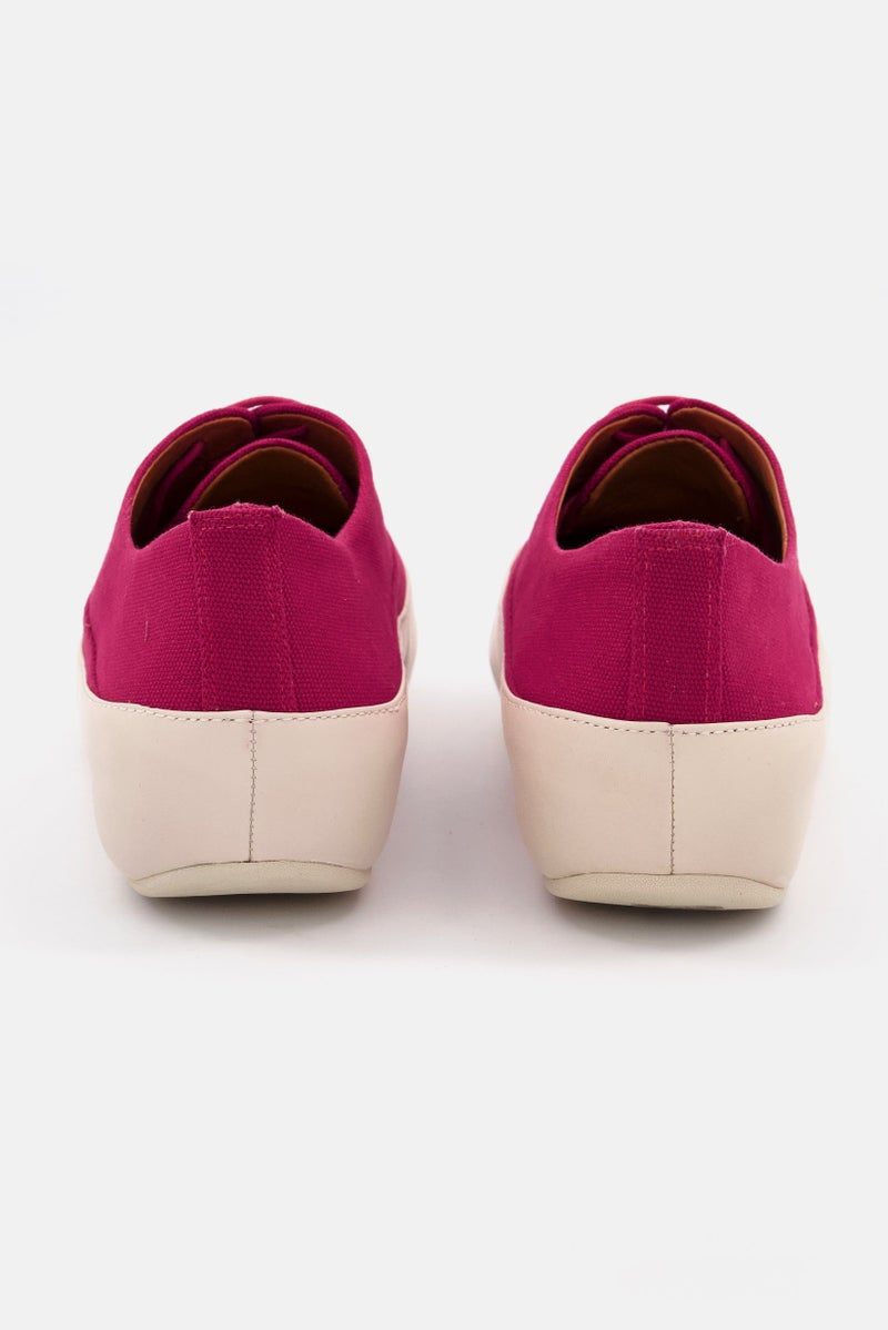 FitFlop Women Due Oxford Canvas Lace Up Closure Casual Shoes, Pink - Image 2