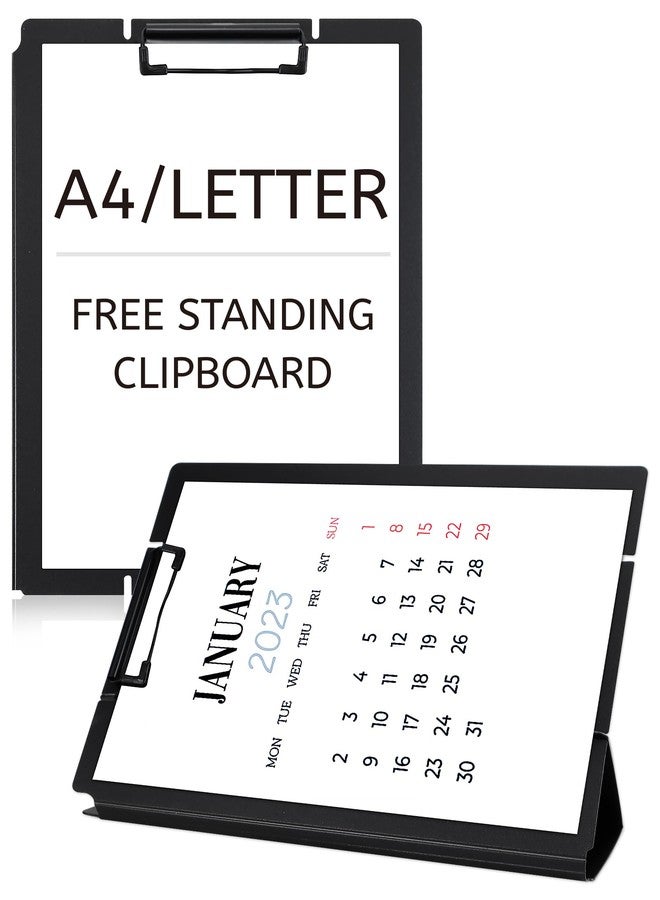 GAUENEEN Free Standing Clipboard and Desktop Stand with Adjustable Buckles Easel Back - Foldable Stand and Document Holder for School, Office and Business Use (9.37 x 12.6 inches) (Black) - Image 1