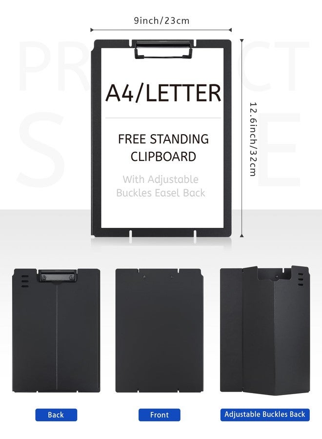 GAUENEEN Free Standing Clipboard and Desktop Stand with Adjustable Buckles Easel Back - Foldable Stand and Document Holder for School, Office and Business Use (9.37 x 12.6 inches) (Black) - Image 2