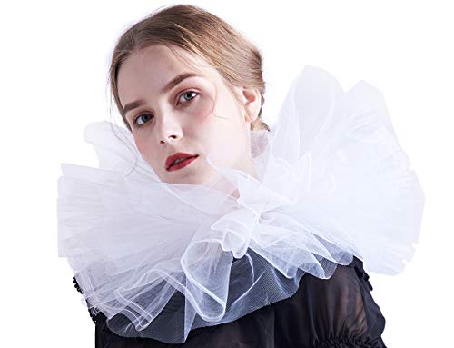 Blessume Retro Mesh Neck Ruff Ruffle Collar, White, One size - Image 1