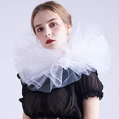 Blessume Retro Mesh Neck Ruff Ruffle Collar, White, One size - Image 2