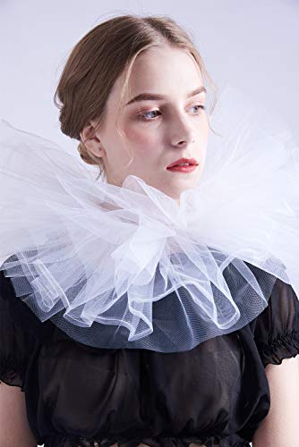 Blessume Retro Mesh Neck Ruff Ruffle Collar, White, One size - Image 3