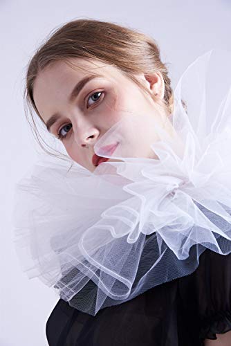 Blessume Retro Mesh Neck Ruff Ruffle Collar, White, One size - Image 4