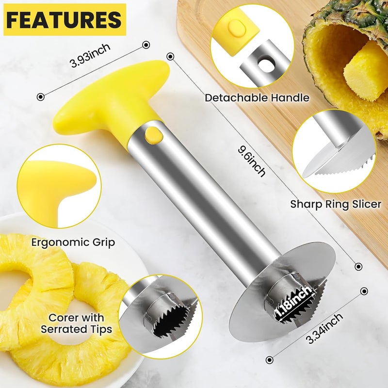 AUBENR Premium Pineapple Corer and Slicer Tool - Sharp Pineapple Cutter with Serrated Tips - Easy to Use and Clean - Stainless Steel Core Remover for Pineapple - Core Fruits with Ease(Yellow) - Image 4