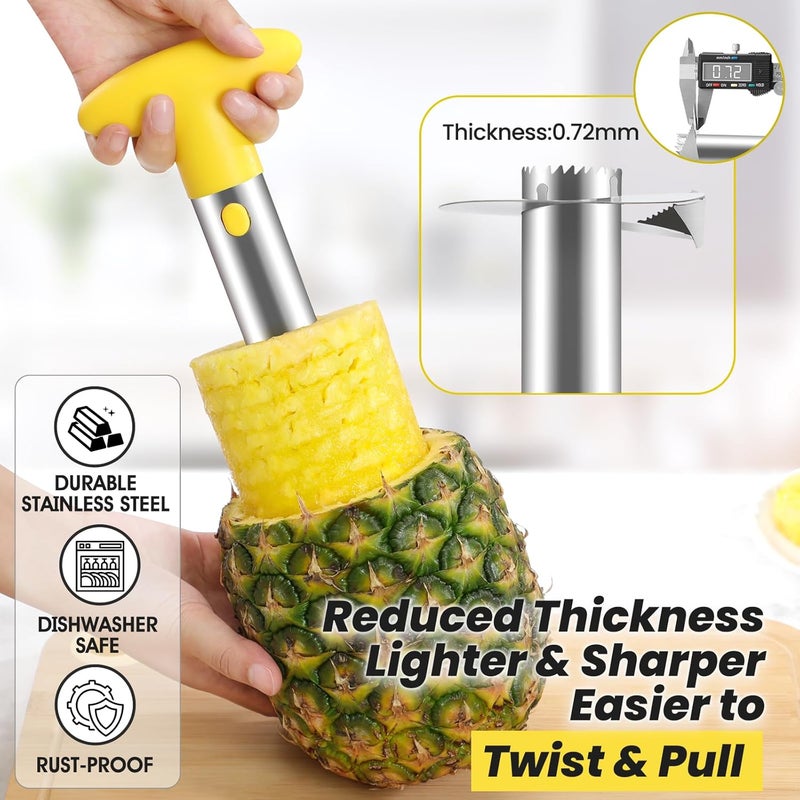 AUBENR Premium Pineapple Corer and Slicer Tool - Sharp Pineapple Cutter with Serrated Tips - Easy to Use and Clean - Stainless Steel Core Remover for Pineapple - Core Fruits with Ease(Yellow) - Image 3
