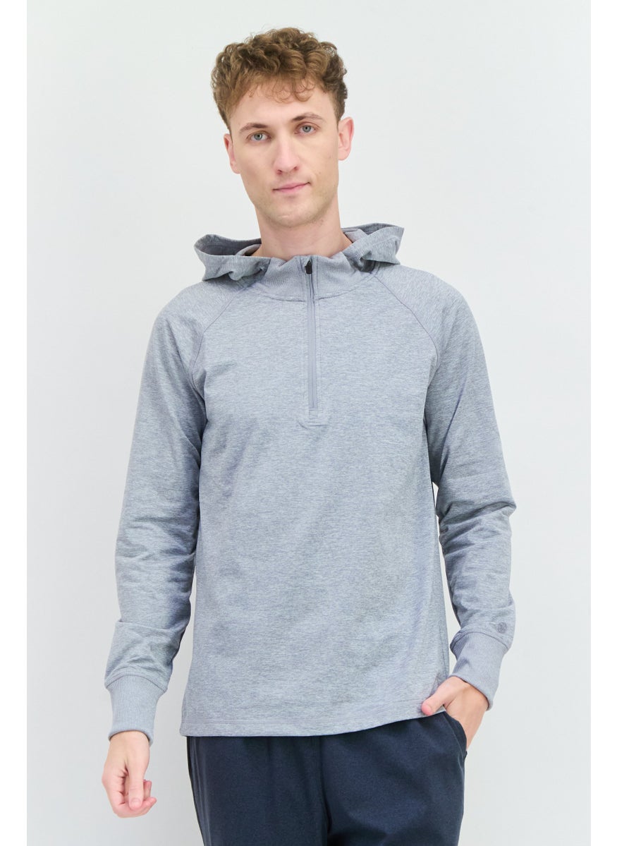 Gaiam Men Slim Fit Long Sleeves Training Hoodies, Grey  - Image 1