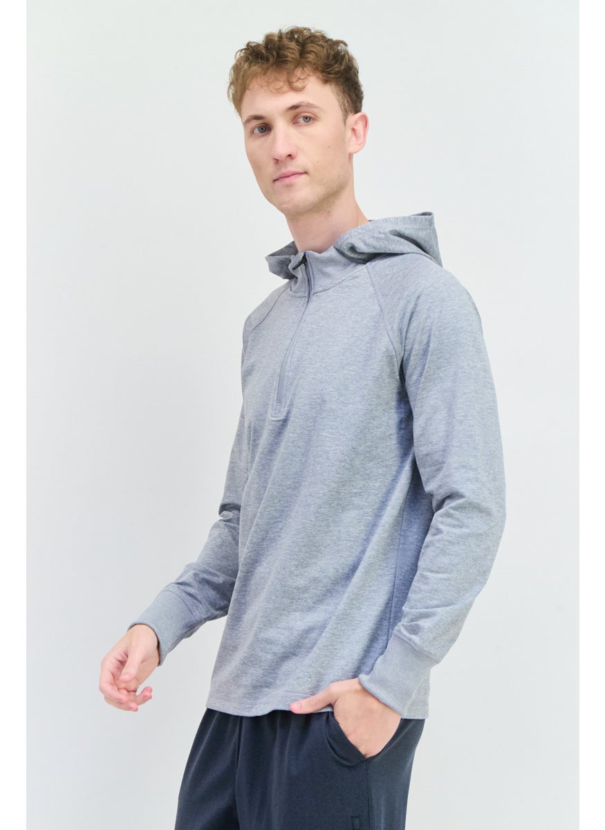 Gaiam Men Slim Fit Long Sleeves Training Hoodies, Grey  - Image 2