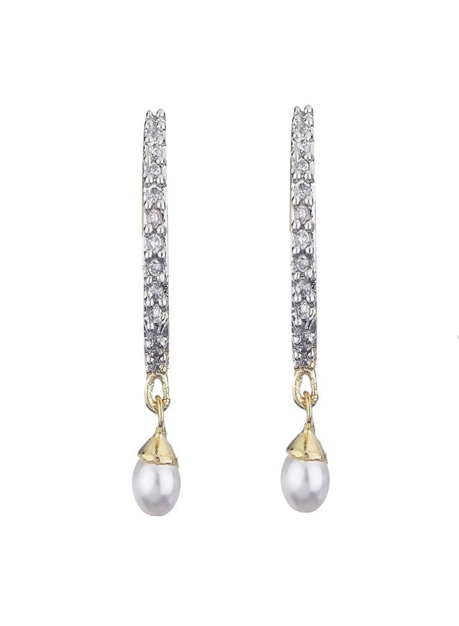 KENNICE Gold-Plated Brass American Diamond Hinged Hoop Earrings Jewellery For Girls & Women - Image 1