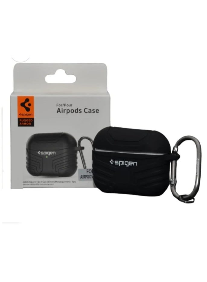 Spigen AirPods Pro 2 Silicone Protective Case with Carabiner Black - Image 1