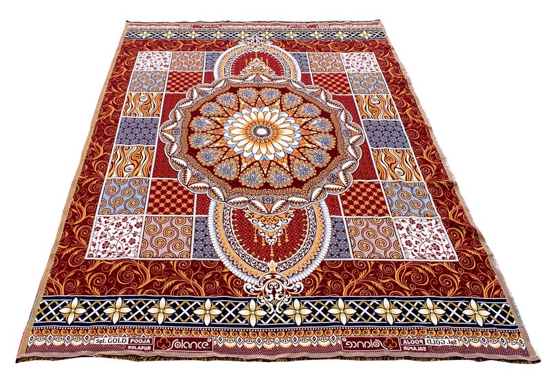 Mandhania Pooja Solapuri Chaddars 100% Cotton Dailyuse Double Bed Blanket Pack of 1 - Multicolor - Image 3