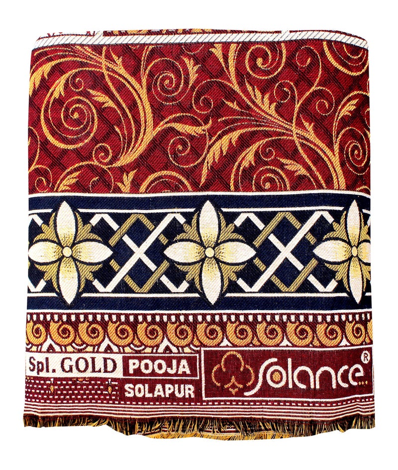 Mandhania Pooja Solapuri Chaddars 100% Cotton Dailyuse Double Bed Blanket Pack of 1 - Multicolor - Image 2