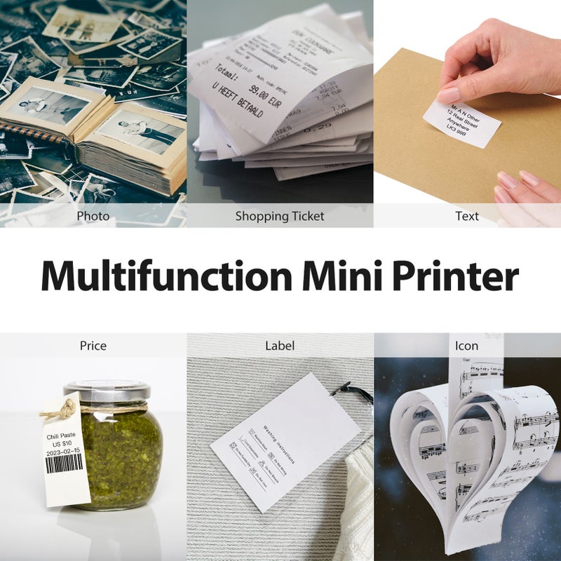 Q2 pro Mini Pocket Printer Portable Thermal Instant Photo Printing 300dpi BT Wireless Label Maker Machine APP Support Receipt Memo Inkless Sticker Notes Lists Scrapbook DIY Journal Pictures Compatible - Image 3