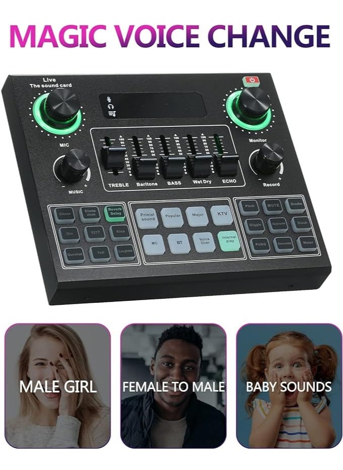 Sound Card V9, Live Broadcast Sound Card, External Stereo Audio Mixer