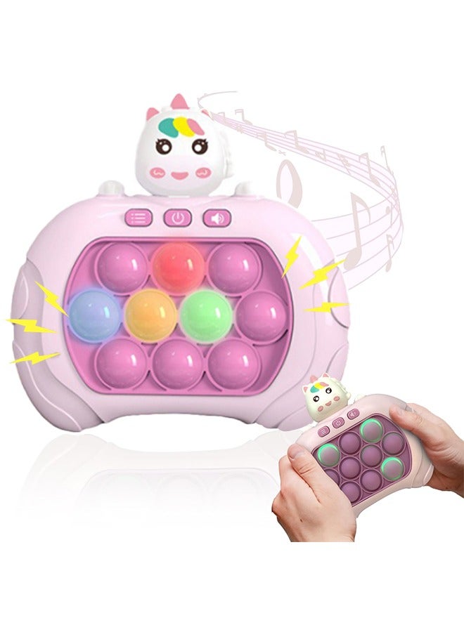 يونيكورن ألعاب فيدجيت للأطفال، لعبة فقاعات يدوية سريعة الدفع، لعبة ألغاز "ادفع الفقاعات"، 4 أوضاع، لعبة ألغاز محمولة أكثر تحديًا للسفر، هدية عيد ميلاد للأطفال (يونيكورن وردي) - Image 1