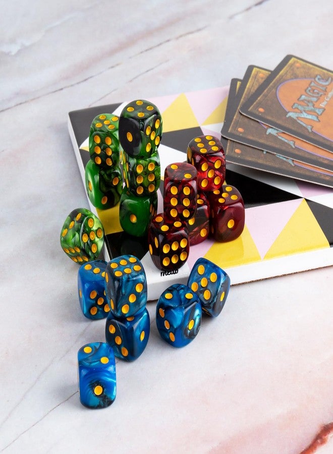 LAMJAM 48 PCS 12mm 6 Sided Dice Set Marble Six D6 Dice Small Colored Round Corner for Farkle MTG or Math Learning - Image 5