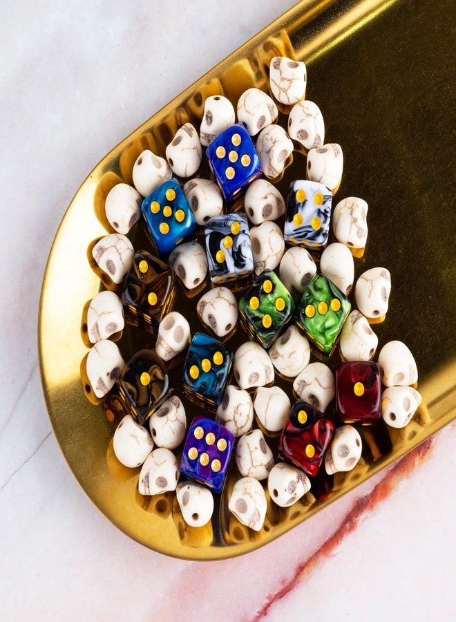 LAMJAM 48 PCS 12mm 6 Sided Dice Set Marble Six D6 Dice Small Colored Round Corner for Farkle MTG or Math Learning - Image 4