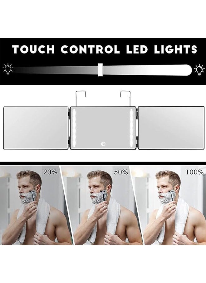 عربست مرآة حلاقة Way ، مرآة LED ذاتية القطع ، مرآة حلاقة 360 درجة للرجال ، USB مع خطاف تلسكوبي قابل لتعديل الارتفاع ، مناسب لقص الشعر وتصفيف الشعر والحلاقة والاستمالة وتلوين الشعر والمكياج  - Image 4