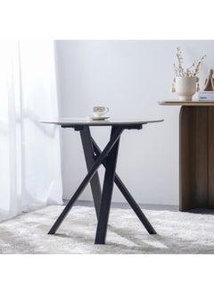 DANUBE HOME Alleria 2 Seater Round Dining Table Strong And Sturdy Dinner Table Modern Design Desk Furniture For Home Dining Room L80Xw80Xh76Cm - Grey/Black  - Image 2