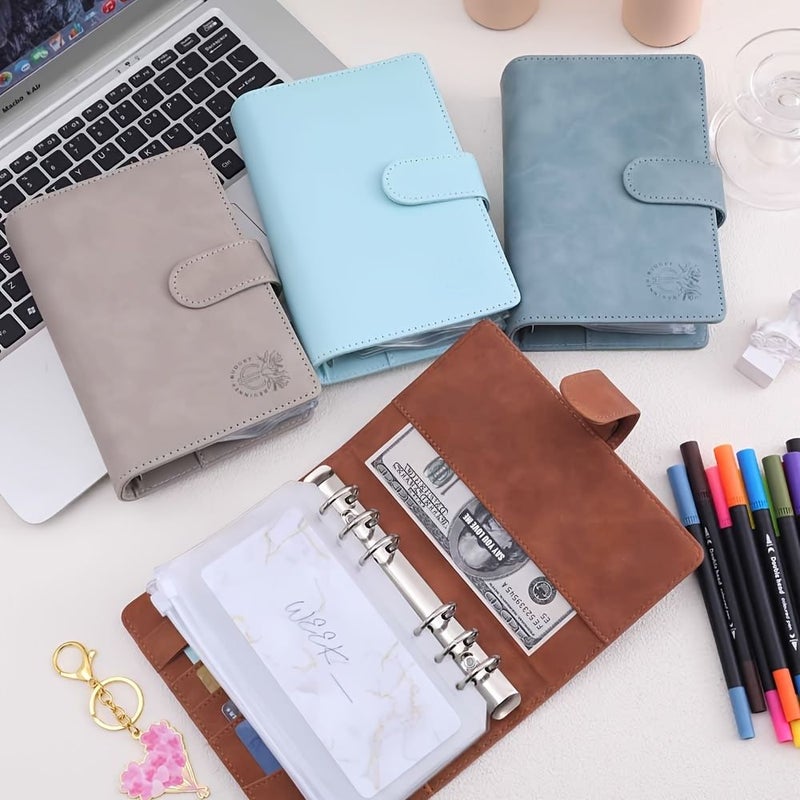 1pc A6 PU Leather Budget Binder Notebook Pink With 8 Transparent Financial Pockets Cash Envelopes For Budgeting Expense Tracking Receipt Organization Money Management Stickers Included - Image 4
