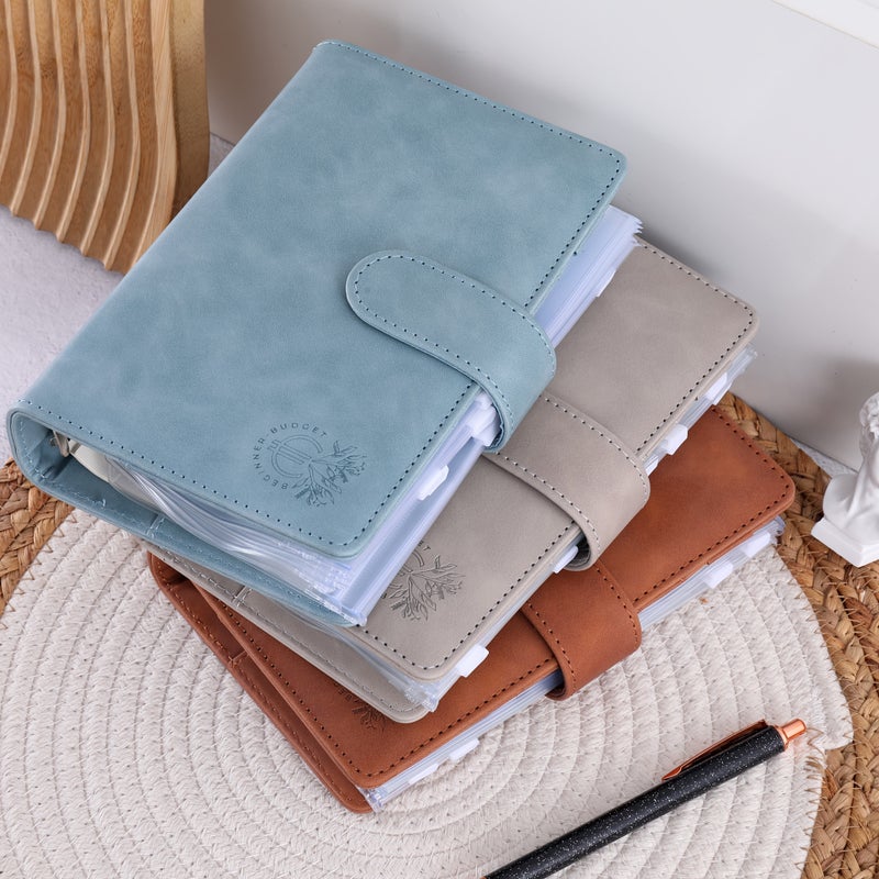 1pc A6 PU Leather Budget Binder Notebook Pink With 8 Transparent Financial Pockets Cash Envelopes For Budgeting Expense Tracking Receipt Organization Money Management Stickers Included - Image 2