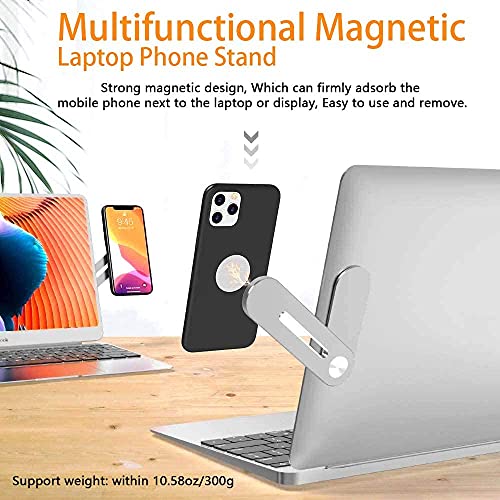 DK177 Laptop Phone Holder, Laptop or Desktop Monitor Side Mount Phone Holder, Slim Portable Foldable Smartphone Stand, Computer Monitor Expansion Bracket, Compatible with Any Phone, Black - Image 3