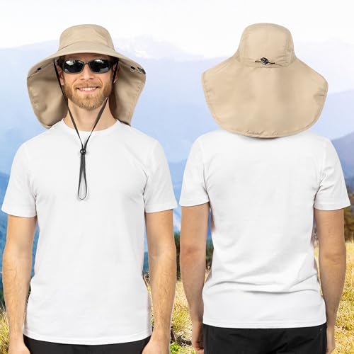 Suncube SUN CUBE Wide Brim Sun Hat with Neck Flap, Fishing Hiking for Men Women Safari, Neck Cover for Outdoor Sun Protection UPF50+ | Khaki Tan - Image 5