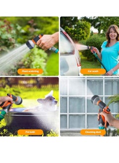 BIGTHREE Garden Hose Pipe Spray Nozzles, High-Pressure Anti-Leaking Hose Nozzles, 8 Adjustable Patterns Garden Hose Nozzle Sprayer with Built-in Lock for Cleaning, Watering, Washing Cars, Bathing Pet  - Image 2