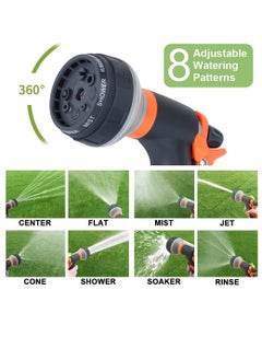 BIGTHREE Garden Hose Pipe Spray Nozzles, High-Pressure Anti-Leaking Hose Nozzles, 8 Adjustable Patterns Garden Hose Nozzle Sprayer with Built-in Lock for Cleaning, Watering, Washing Cars, Bathing Pet  - Image 3