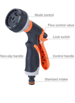 BIGTHREE Garden Hose Pipe Spray Nozzles, High-Pressure Anti-Leaking Hose Nozzles, 8 Adjustable Patterns Garden Hose Nozzle Sprayer with Built-in Lock for Cleaning, Watering, Washing Cars, Bathing Pet  - Image 4