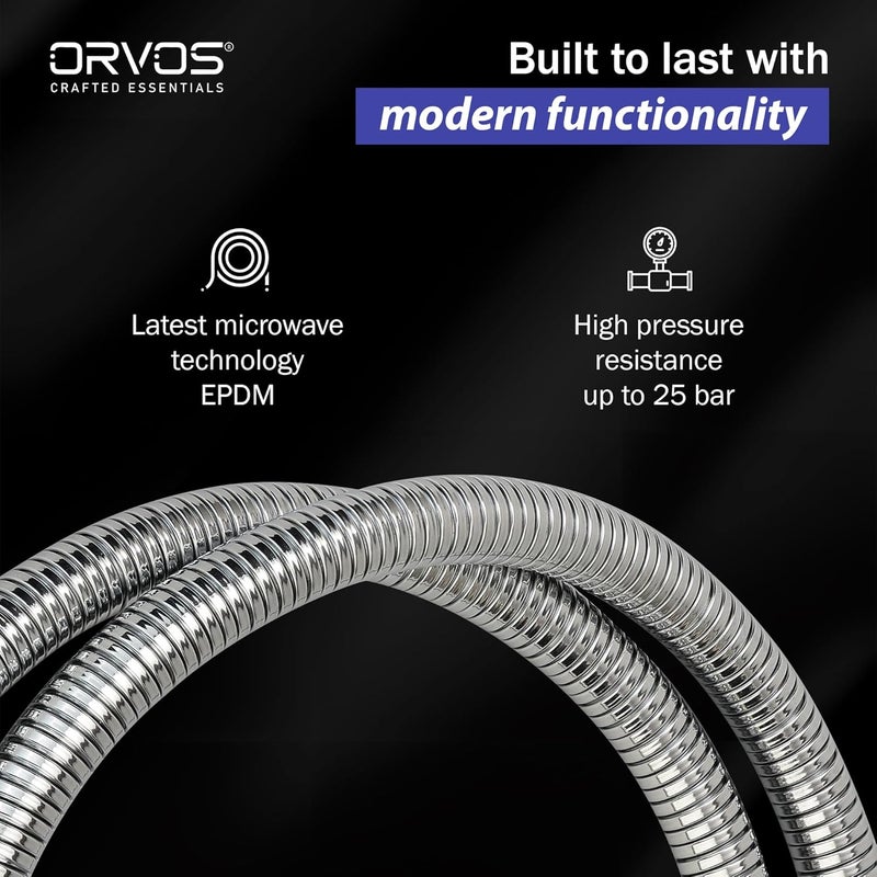 Orvos Shower hose pull out 15 meter Stainless steel outer hose with nylon braided inner tube for hand showers and health faucets in high end luxury bathrooms set of 1 - Image 4