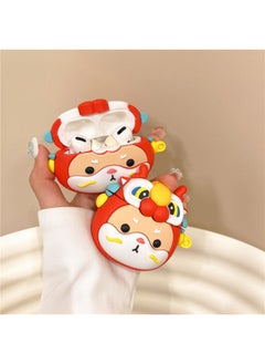 Leading Chai Gou Pendant Applicable AirPods Pro2 For Apple Wireless Bluetooth 1/2/3/4 Generation Cartoon Earphone Set-Color:Faucet Shiba Inu + Iron Hook-Applicable Models:Airpods 1/2 Generation