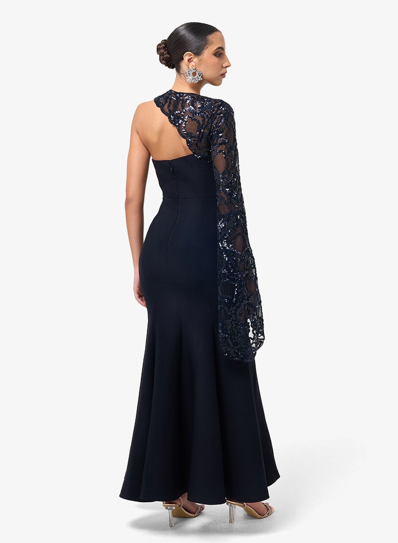 ثريدز باي اجوني فستان ماكسي بكتف واحد وتفاصيل دانتيل - Image 2